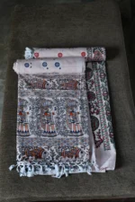 Bhagalpuri chaddar with madhubani art  combo