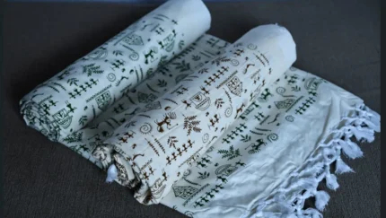 Bhagalpuri chaddar with warli  art  combo