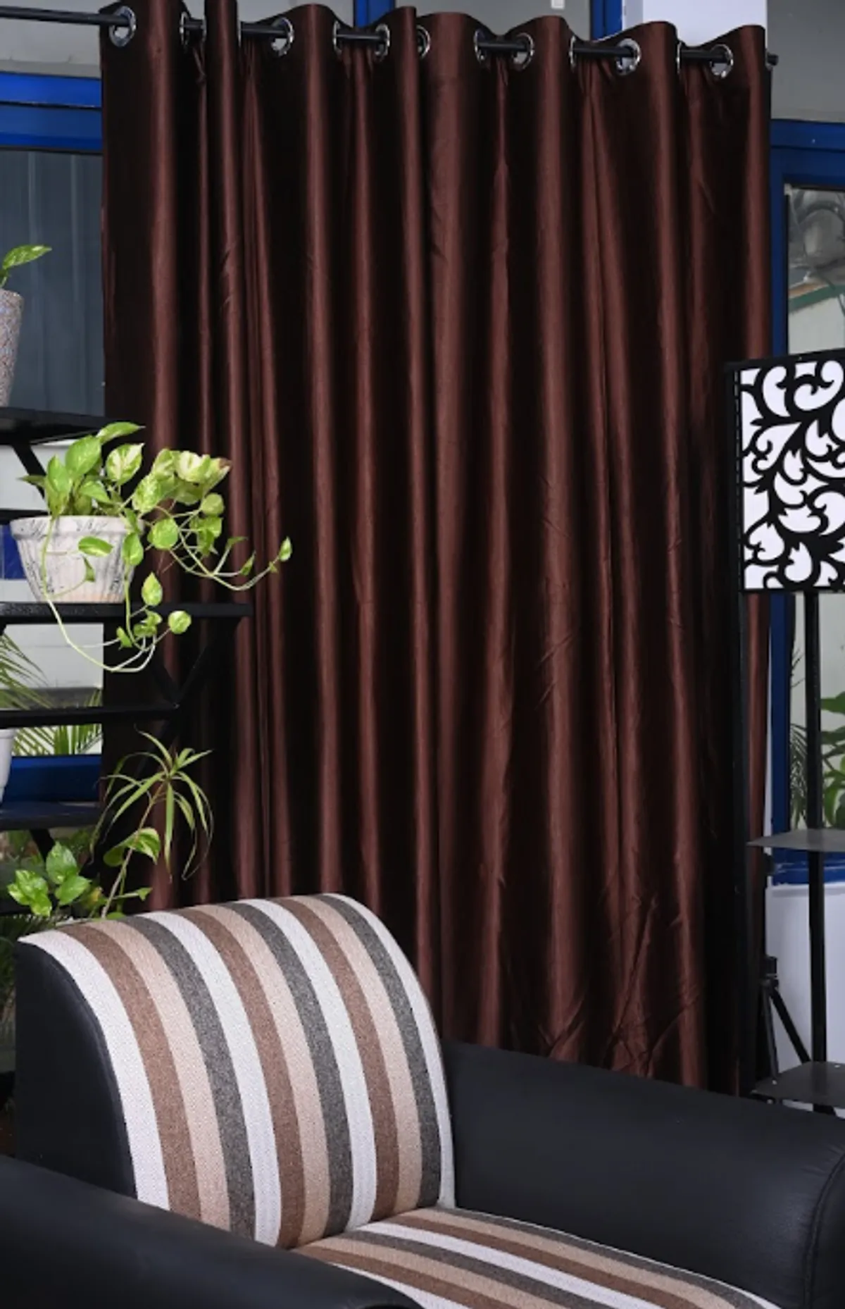 1 Brown polyster curtain for home and decor - Image 1