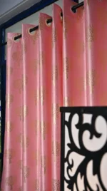 Peach and pink polyster curtain for home and decor (pack of 2) - Image 2