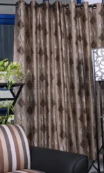 Brown print polyster curtain for home and decor - Image 3