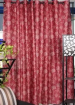 Red and peach polyster curtain for home and decor (pack of 2)