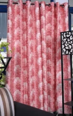 Red and peach polyster curtain for home and decor (pack of 2) - Image 2
