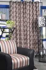 Brown and pink polyster curtain for home and decor (pack of 2) - Image 3