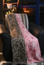 Brown and pink polyster curtain for home and decor (pack of 2)